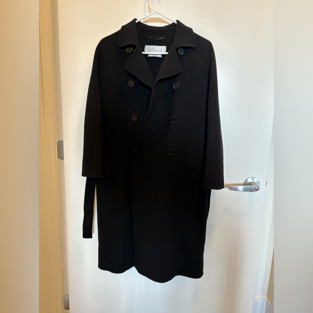 Black 100% wool double-breaded Coat